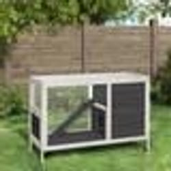 vidaXL Clapier gris 103x44x69,5 cm bois de pin massif