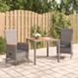 vidaXL Ensemble à manger de jardin 3 pcs coussins gris résine tressée
