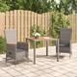 vidaXL Ensemble à manger de jardin 3 pcs coussins gris résine tressée