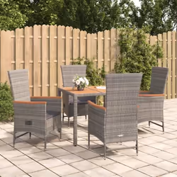 vidaXL Ensemble à manger de jardin 5 pcs coussins gris résine tressée