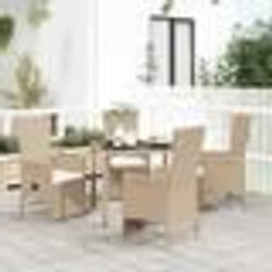 vidaXL Ensemble à manger de jardin avec coussins 5pcs Beige poly rotin