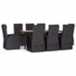 vidaXL Ensemble à manger de jardin 9 pcs Noir Poly rotin et acacia