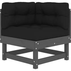 Canapé d'angle avec coussins gris bois de pin solide vidaXL