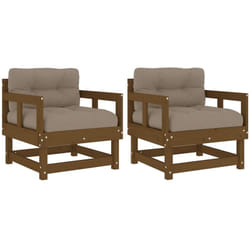 Vidaxl - Chaises de jardin avec coussins lot de 2 marron miel