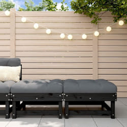 Repose-pieds De Jardin Et Coussins 2pcs Noir Bois De Pin Massif