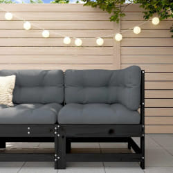 vidaXL Canapé d'angle avec coussins noir bois de pin solide