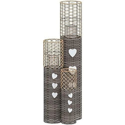 vidaXL Bougeoirs 3 pcs gris osier
