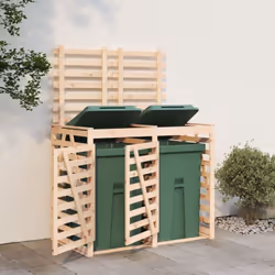 Cet abri pour poubelle double sur roulettes en bois maintient la poubelle dans votre jardin hors de la vue et crée un environ ...