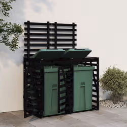 Cet abri pour poubelle double sur roulettes en bois maintient la poubelle dans votre jardin hors de la vue et crée un environ ...