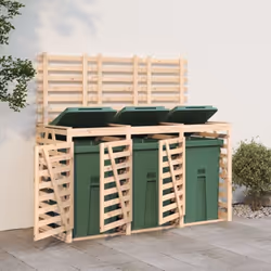 Cet abri pour poubelle triple sur roulettes en bois maintient la poubelle de votre jardin hors de la vue et crée un environne ...