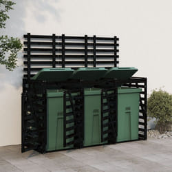 Vidaxl - Abri pour poubelle triple sur roulettes noir bois massif de pin