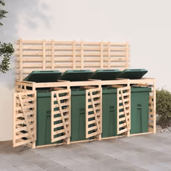 Cet abri pour poubelle quadruple sur roulettes en bois maintient la poubelle dans votre jardin hors de la vue et crée un envi ...
