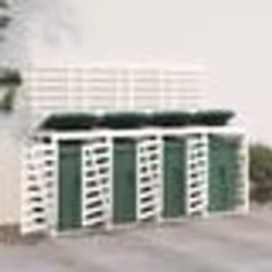 vidaXL Abri pour poubelle quadruple sur roulettes blanc bois pin