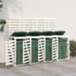 vidaXL Abri pour poubelle quadruple sur roulettes blanc bois pin