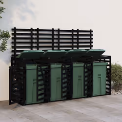 Cet abri pour poubelle quadruple sur roulettes en bois maintient la poubelle dans votre jardin hors de la vue et crée un envi ...