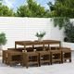 vidaXL Ensemble à manger de jardin 13 pcs marron miel bois pin massif