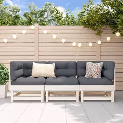 vidaXL Salon de jardin 3 pcs blanc bois massif de pin