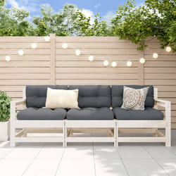 Vidaxl - Salon de jardin 3 pcs blanc bois massif de pin