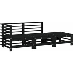 Salon de jardin 3 pcs noir bois massif de pin Vidaxl