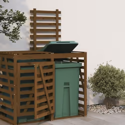 vidaXL Extension d'abri de poubelle sur roulettes brun miel bois pin