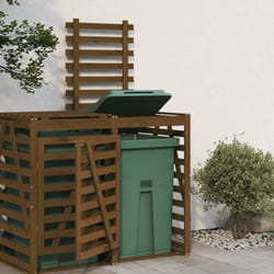 vidaXL Extension d'abri de poubelle sur roulettes brun miel bois pin