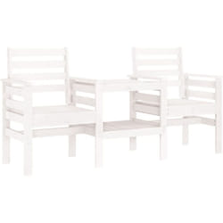 Vidaxl - Banc de jardin avec table 2 places blanc bois massif de pin