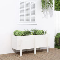 vidaXL Lit surélevé de jardin blanc 121x50x57 cm bois de pin massif