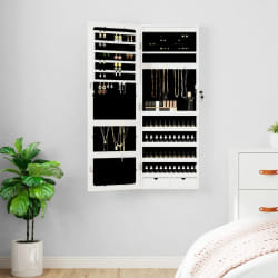 vidaXL Armoire à bijoux avec miroir et éclairage LED mural blanc