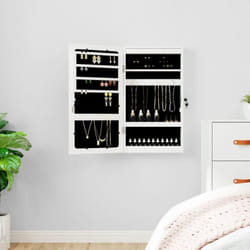 Vidaxl - Armoire à bijoux avec miroir et éclairage led mural blanc