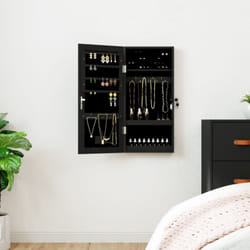 Vidaxl - Armoire à bijoux avec miroir et éclairage led mural noir