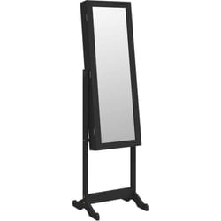 Armoire à bijoux miroir avec lumières LED sur pied noir vidaXL