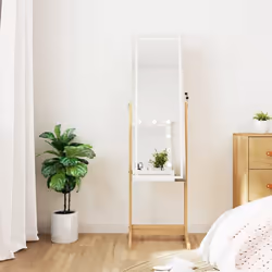 vidaXL Armoire à bijoux miroir avec lumières LED sur pied