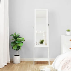 vidaXL Armoire à bijoux miroir avec lumières LED sur pied blanc