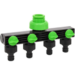 vidaXL Adaptateur de robinet à 4 voies vert/noir 19,5x6x11 cm ABS & PP