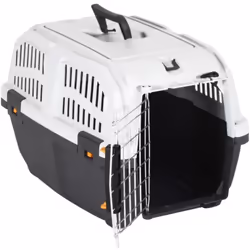 Cette cage de transport pour animaux de compagnie avec porte métallique est une excellente option de transport pour votre pet ...