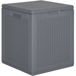 vidaXL Boîte de rangement de jardin gris PP rotin 90 L