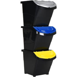 Vidaxl - Poubelles empilables avec couvercles 3 pcs noir pp 78 l