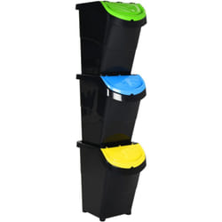 Vidaxl - Poubelles empilables avec couvercles 3 pcs noir pp 120 l
