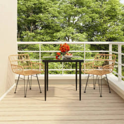 vidaXL Ensemble à manger de jardin 3 pcs Résine tressée