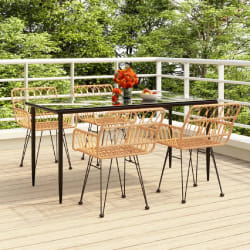 vidaXL Ensemble à manger de jardin 5pcs Résine tressée