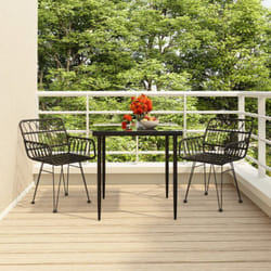 Vidaxl - Ensemble à manger de jardin 3 pcs Noir Résine tressée