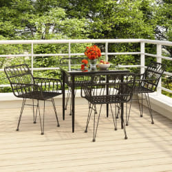 vidaXL Ensemble à manger de jardin 5 pcs Noir Résine tressée