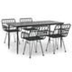 vidaXL Ensemble à manger de jardin 5 pcs Noir Résine tressée