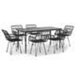 vidaXL Ensemble à manger de jardin 7 pcs Noir Résine tressée