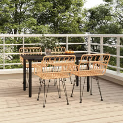 vidaXL Ensemble à manger de jardin 5pcs Résine tressée