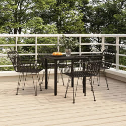 vidaXL Ensemble à manger de jardin 5 pcs Noir Résine tressée