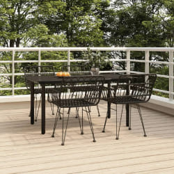 vidaXL Ensemble à manger de jardin 5 pcs Noir Résine tressée