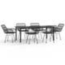 vidaXL Ensemble à manger de jardin 7 pcs Noir Résine tressée