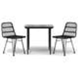 vidaXL Ensemble à manger de jardin 3 pcs Noir Résine tressée