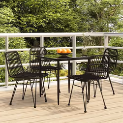 vidaXL Ensemble à manger de jardin 5 pcs Noir Résine tressée